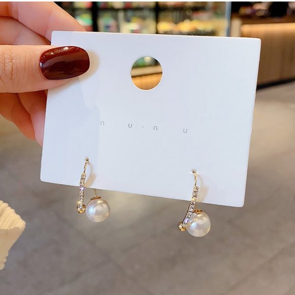 💙Pearl Crystal Zircon Wire Hooks Earrings - Picture 11 of 14